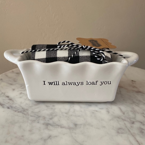 *NEW*  Mud Pie  "Always Loaf You" Mini Loaf Pan & Towel Set - Picture 1 of 5